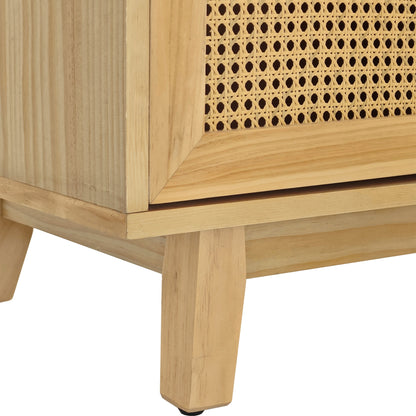 Xenia 4-Door Cabinet with Rattan - Natural