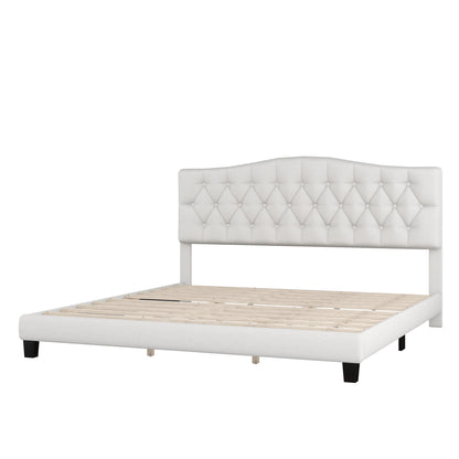 Domoni King Size Platform Bed Frame - Beige