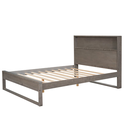 Mora Full Size Platform Bed Frame with Storage - Gray