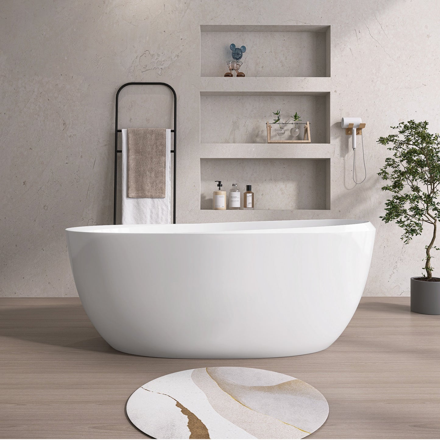 Mody 59" Acrylic Freestanding  Soaking Bathtub - Gloss White