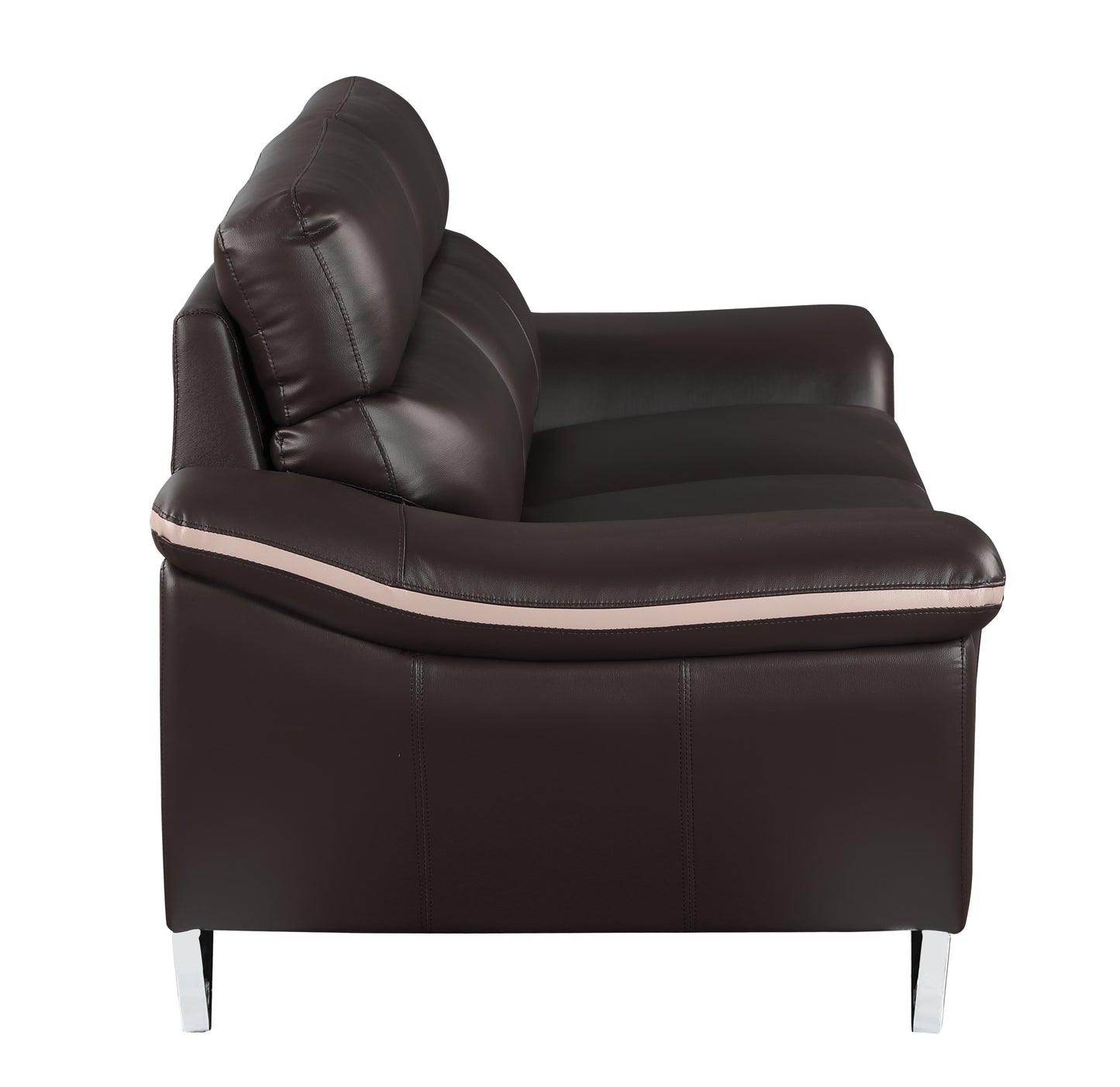 Eden Genuine Leather Loveseat - Brown