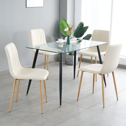 Cohn Fabric Dining Chairs with Metal Leg (Set of 4) - Light Beige