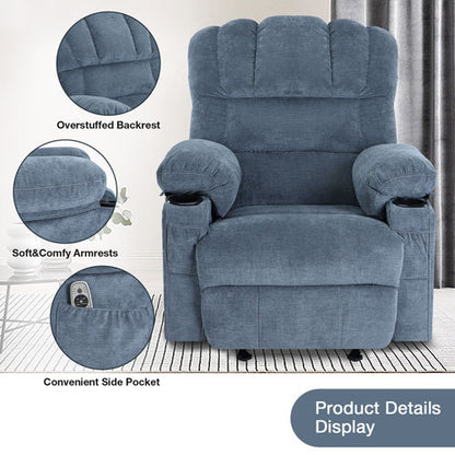 Ramos Recliner Chair Massage Heating sofa with USB - Blue