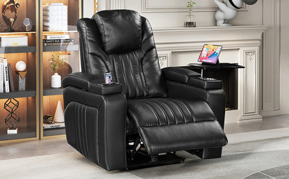 Morris PU Leather Power Recliner - Black