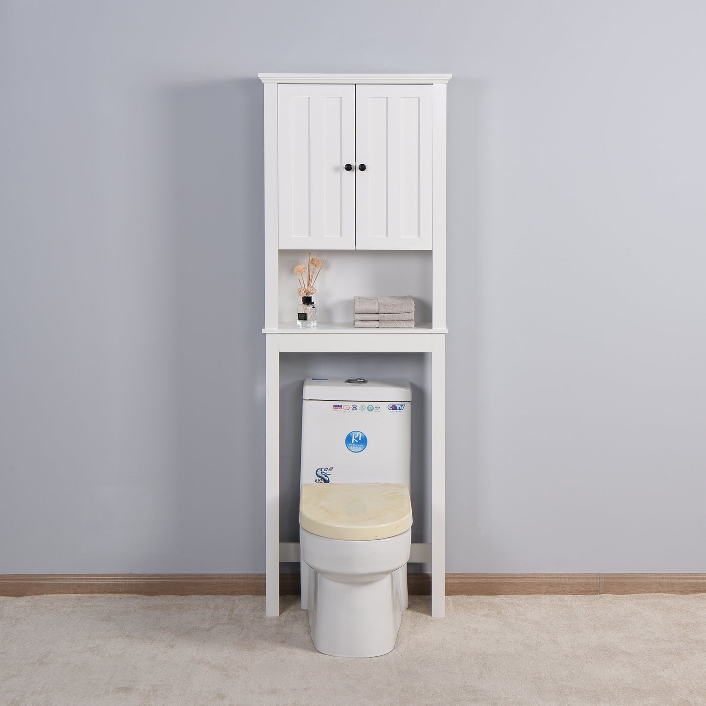 Wooden Space Saver Cabinet over Toilet - White