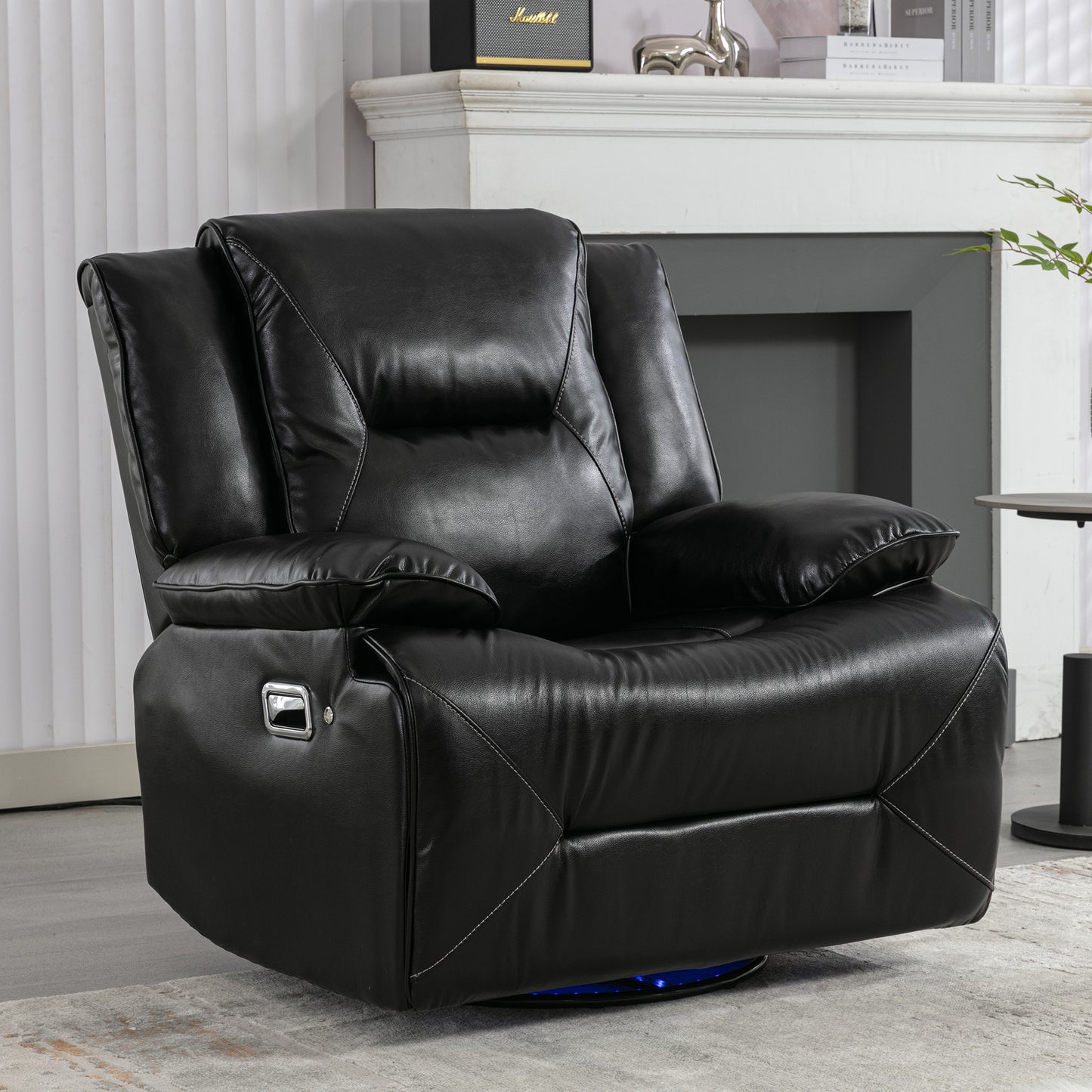 Meyer 360° Swivel and Rocking Manual Recliner Chair with a LED - Black