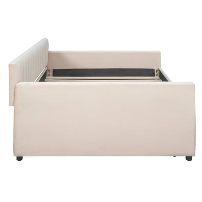 Xena Full Size Upholstered Daybed with Trundle - Beige