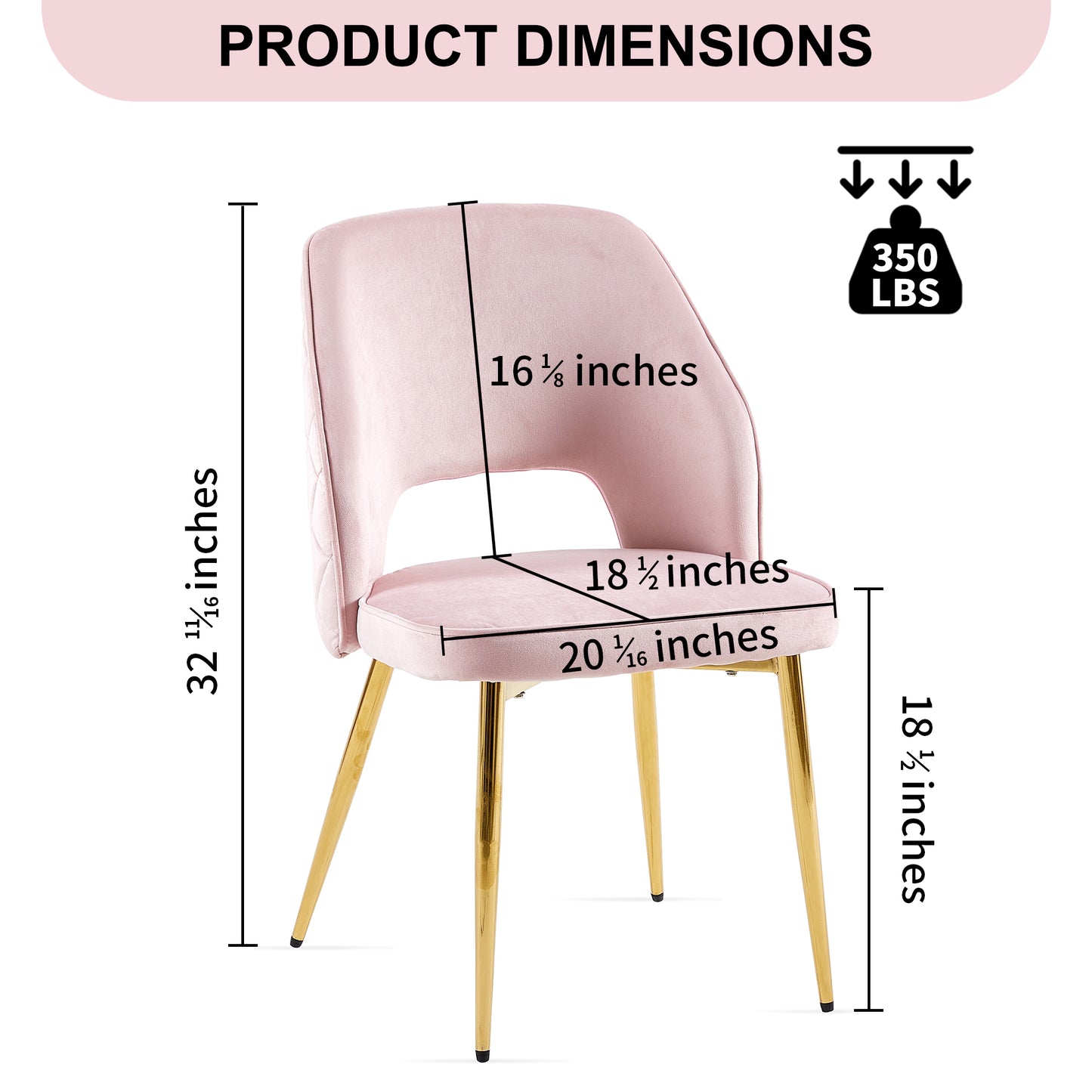 Bula Velvet Dining Chairs with Metal Legs (Set of 4) - Pink