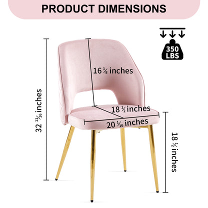 Bula Velvet Dining Chairs with Metal Legs (Set of 4) - Pink