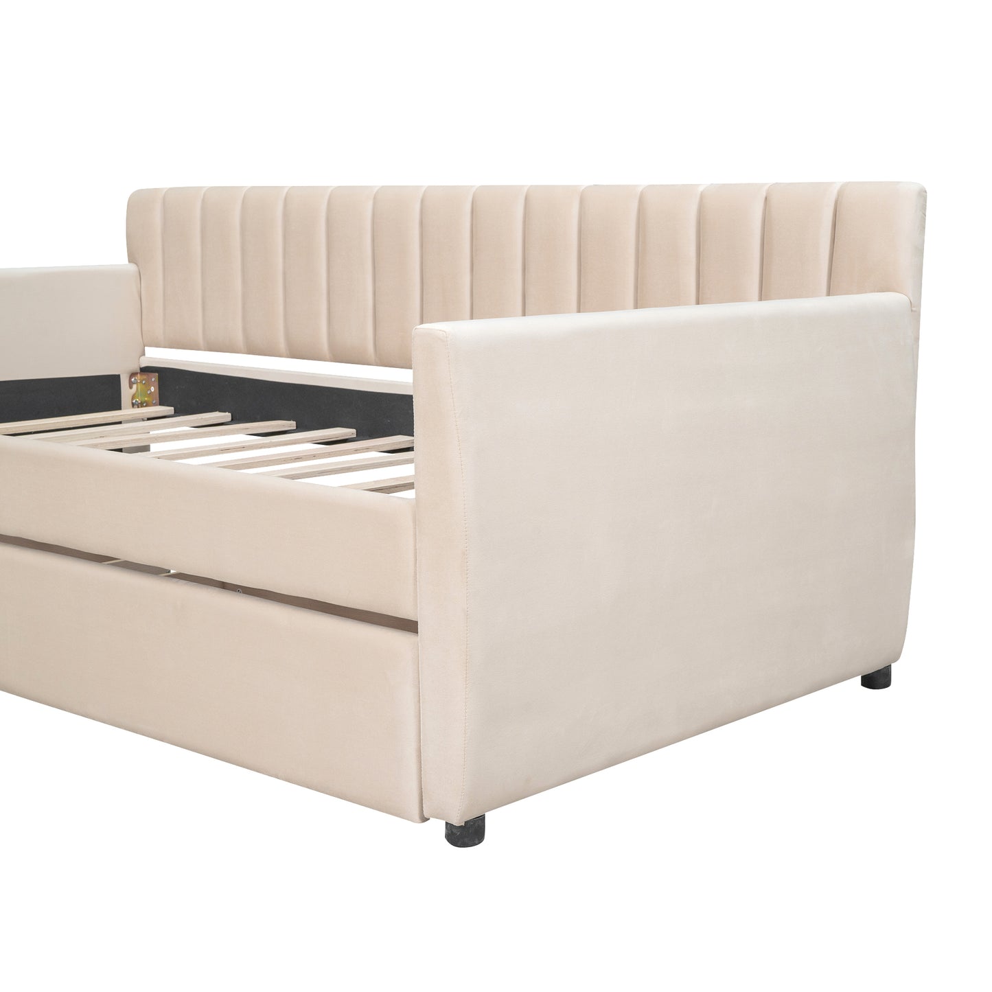 Xena Twin Size Upholstered Daybed with  Drawers - Beige