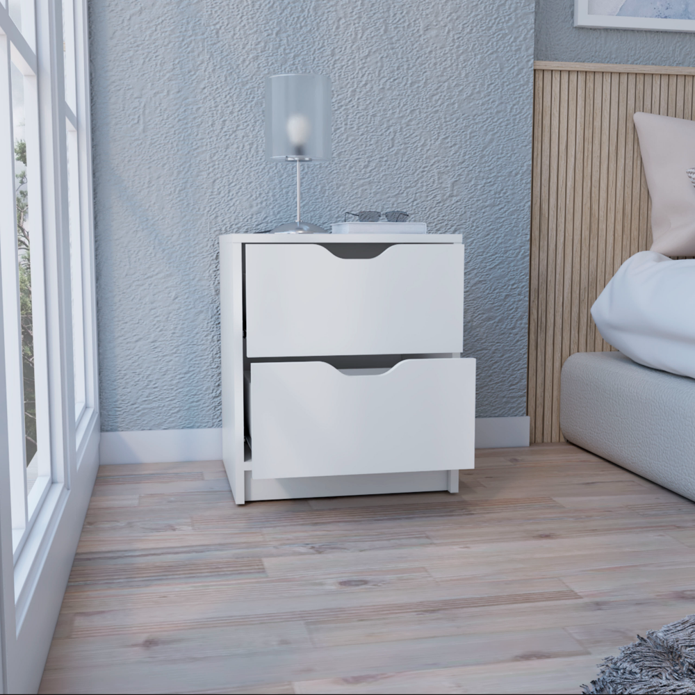 Basilea 2 Drawers Nightstand - White