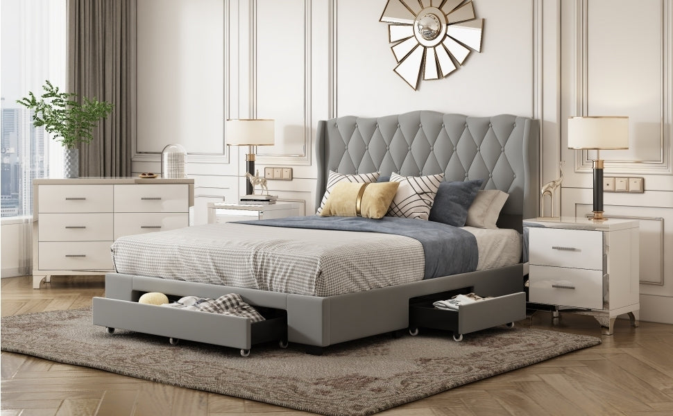 Valencia Queen Size Platform Bed - Gray