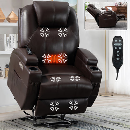 Adell Power Lift Recliner Chair with Heat and Massage - Brown