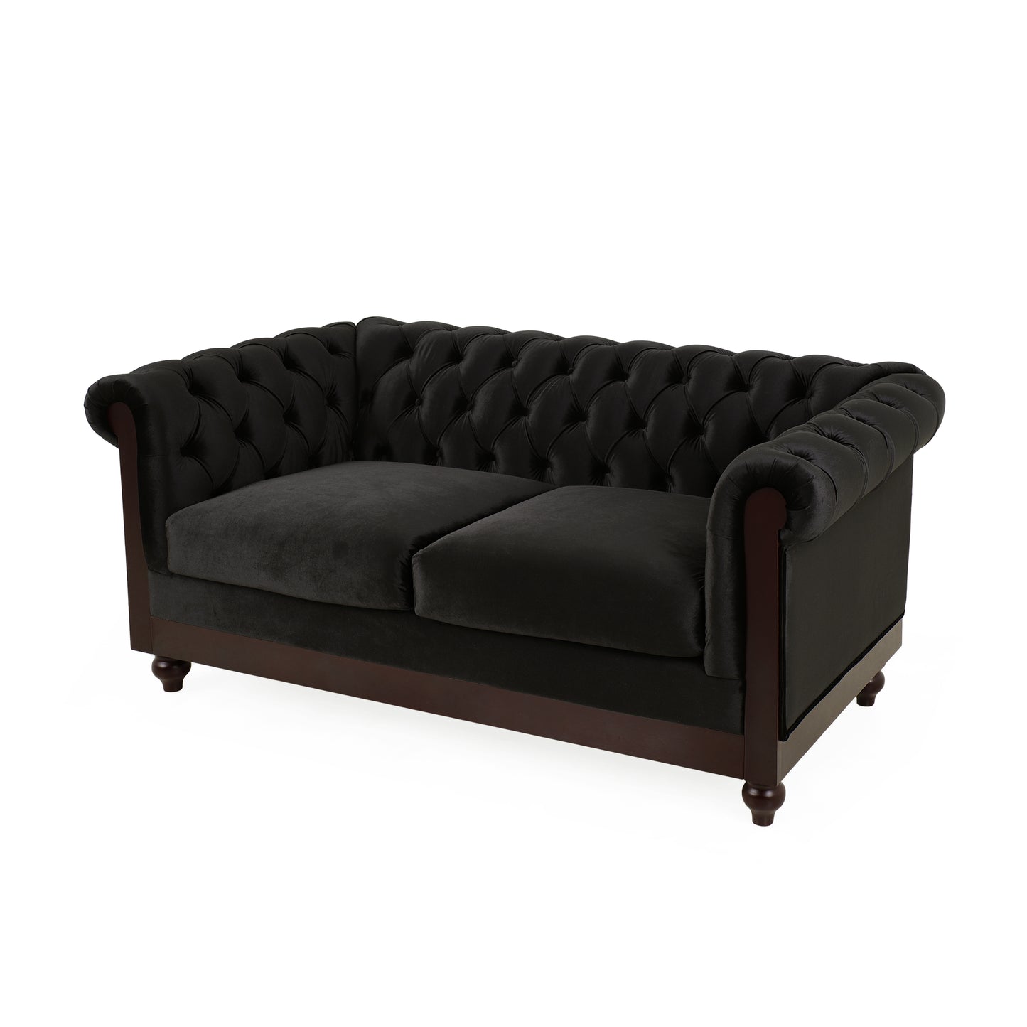 Vivalux Velvet Loveseat Sofa - Black