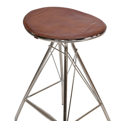 Simple Round Leather Bar Stool