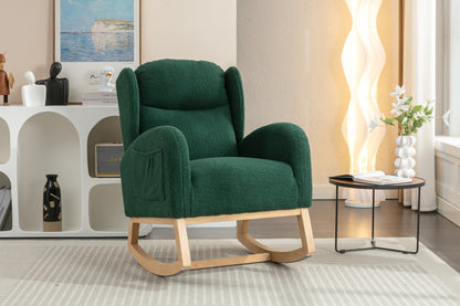 Nadia Teddy Fabric Rocking Chair - Green