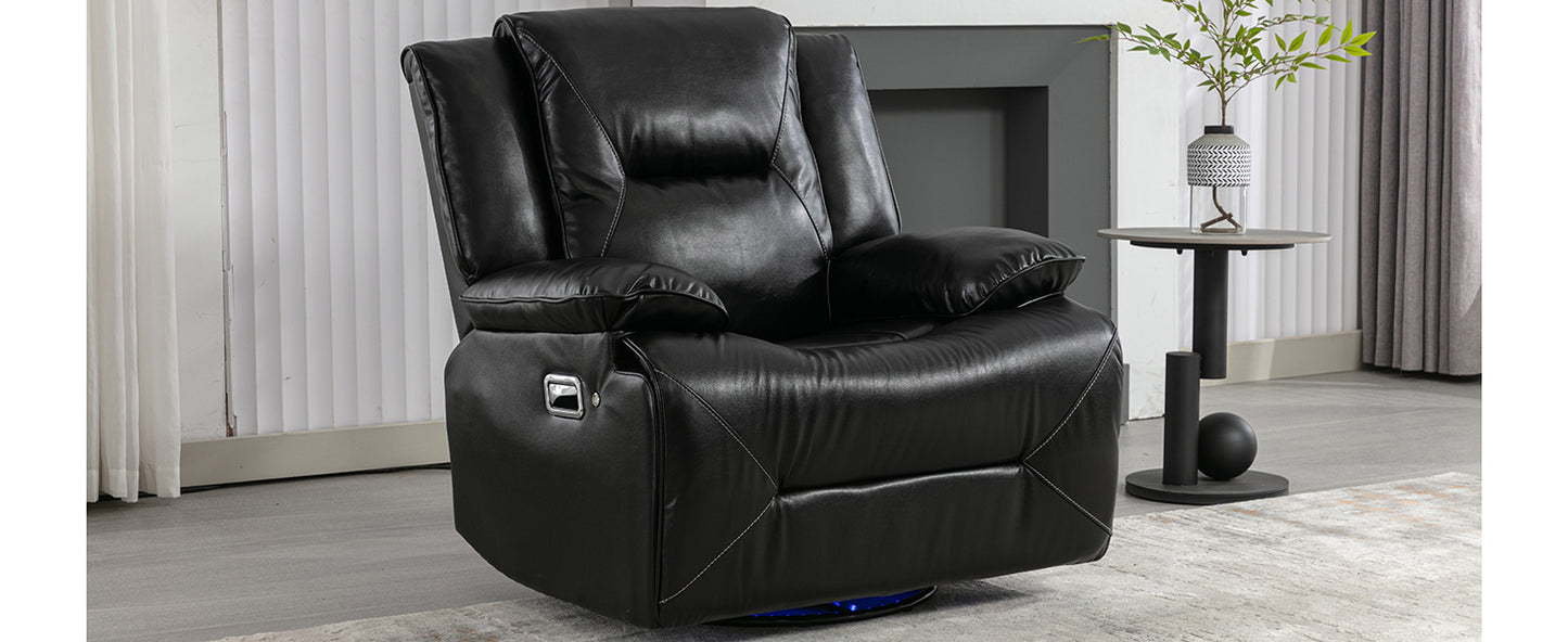 Meyer 360° Swivel and Rocking Manual Recliner Chair with a LED - Black