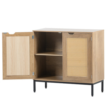 Nors Rattan Accent Storage Cabinet Set of 2