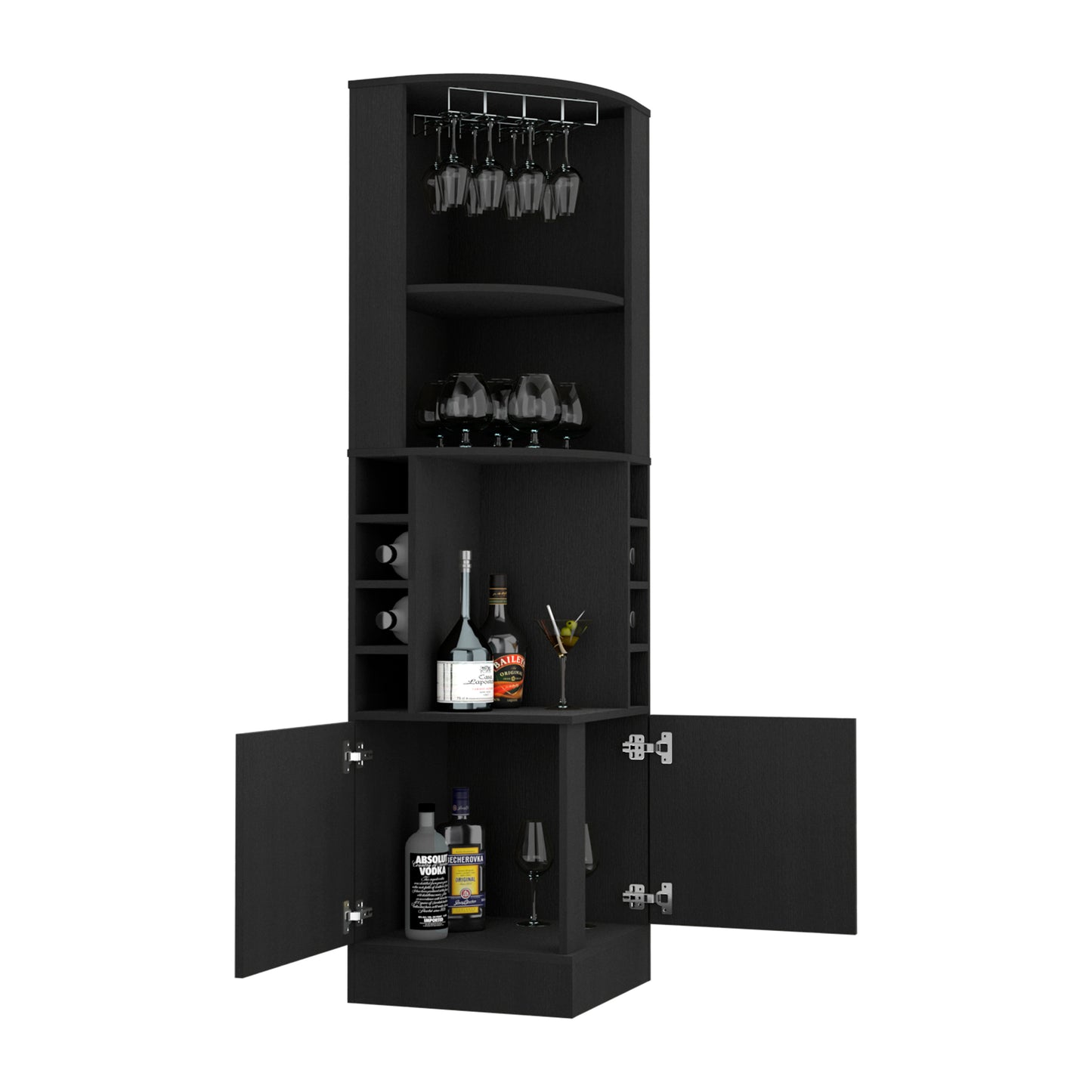 Atanasio Corner Bar Cabinet - Black