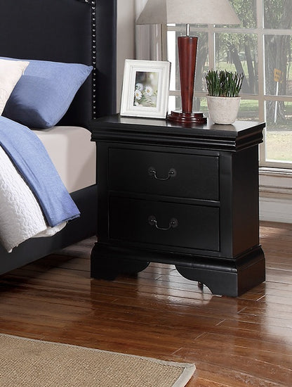 Randa Pine wood Nightstand - Black