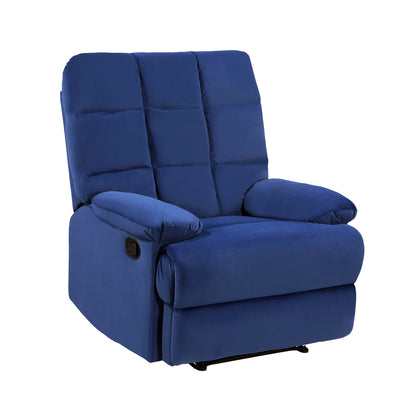 Ora Velvet Upholstery Square Tufted Recliner - Blue