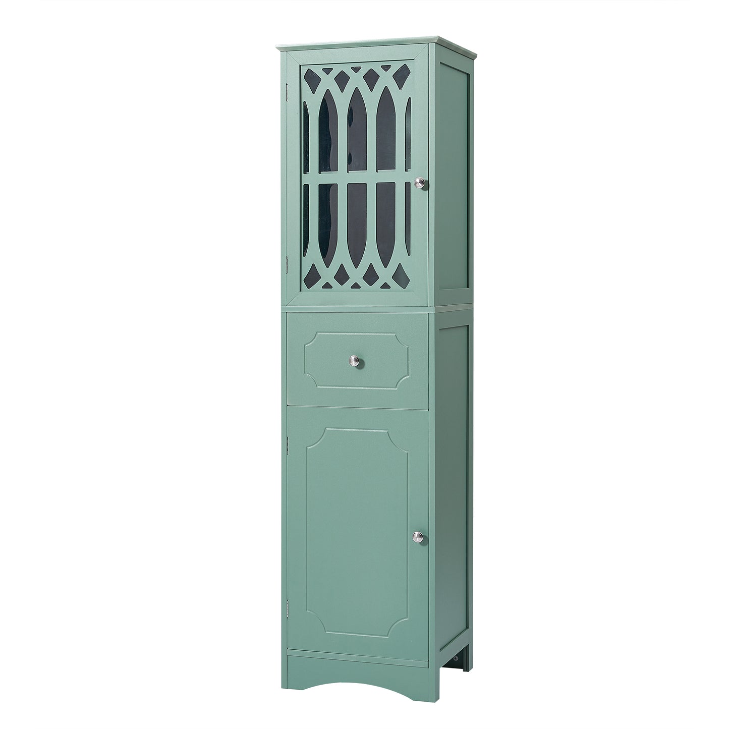 Statured Bathroom Cabinet with Drawer and Doors - Green