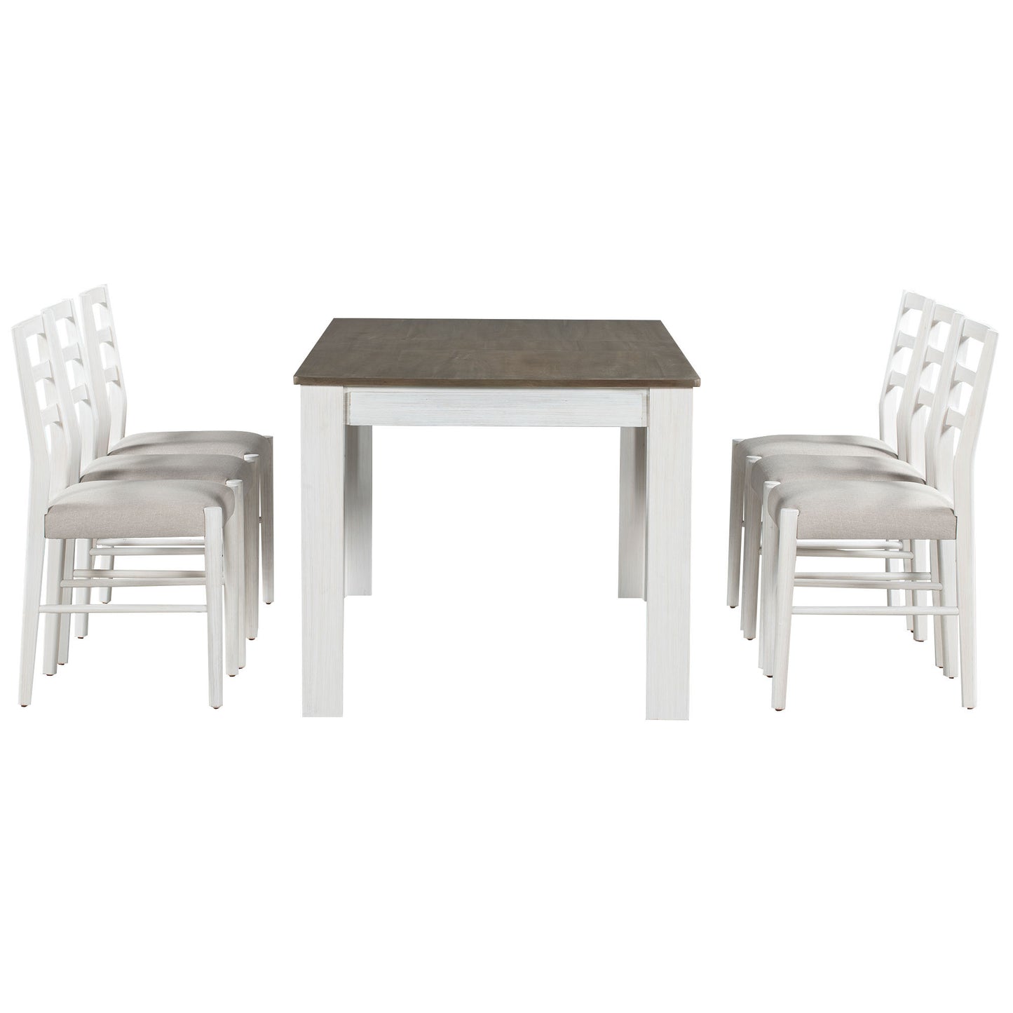 Viola 7pc Dining Set Extendable Table 6x Side Chairs - Brown+White