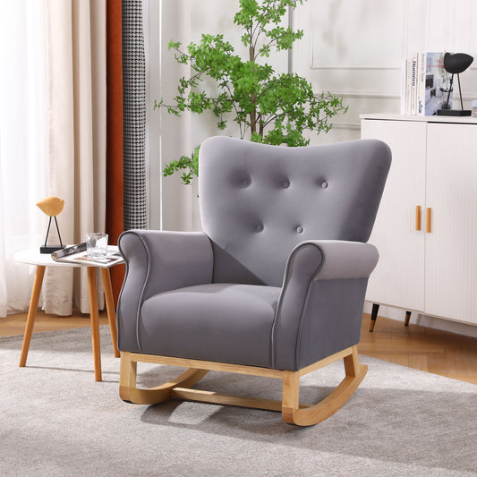 Jarvis Velvet Rocking Chair - Gray