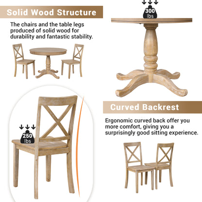 Vivia 5pc Dining Set Round Table 4x side Chairs - Natural