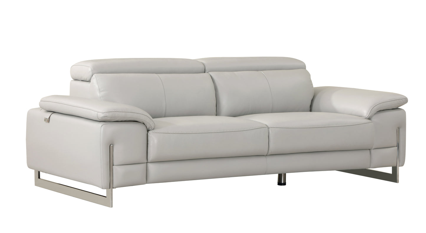 Travis Top Grain Italian Leather Loveseat - Light Gray