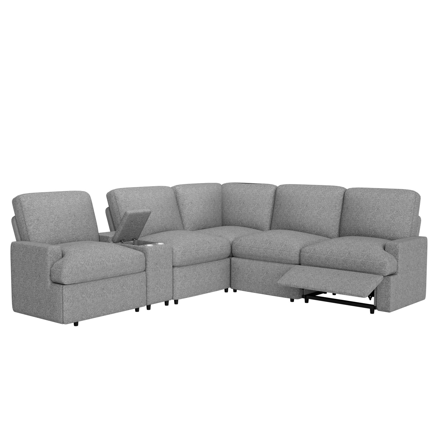 Emil Power Recliner Sofa Sectional with Storage - Grey