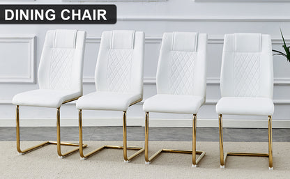 Skye Dining Chair Golden Metal Leg (Set of 4) - White