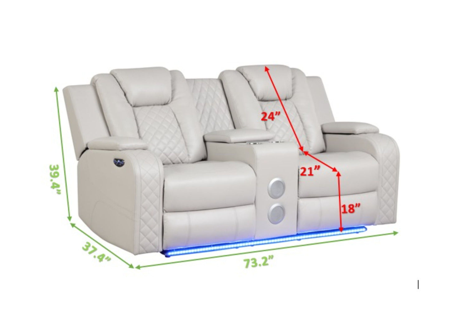 Riley LED & Power Reclining Loveseat - Beige