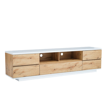 Dena Modern TV stand with Door Rebound Device - Natural+White