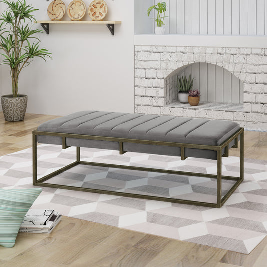 Zach Fabric Upholstered Bench - Gray