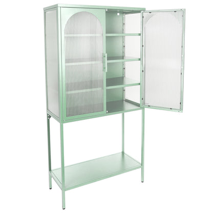 Arched II Glass Doors Floor Cabinet - Mint Green