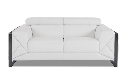 Tomos Top Grain Italian Leather Loveseat - White