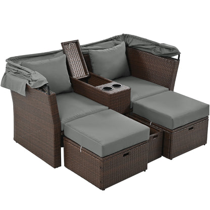 Ginson 2-Seater Outdoor Patio Daybed - Gray