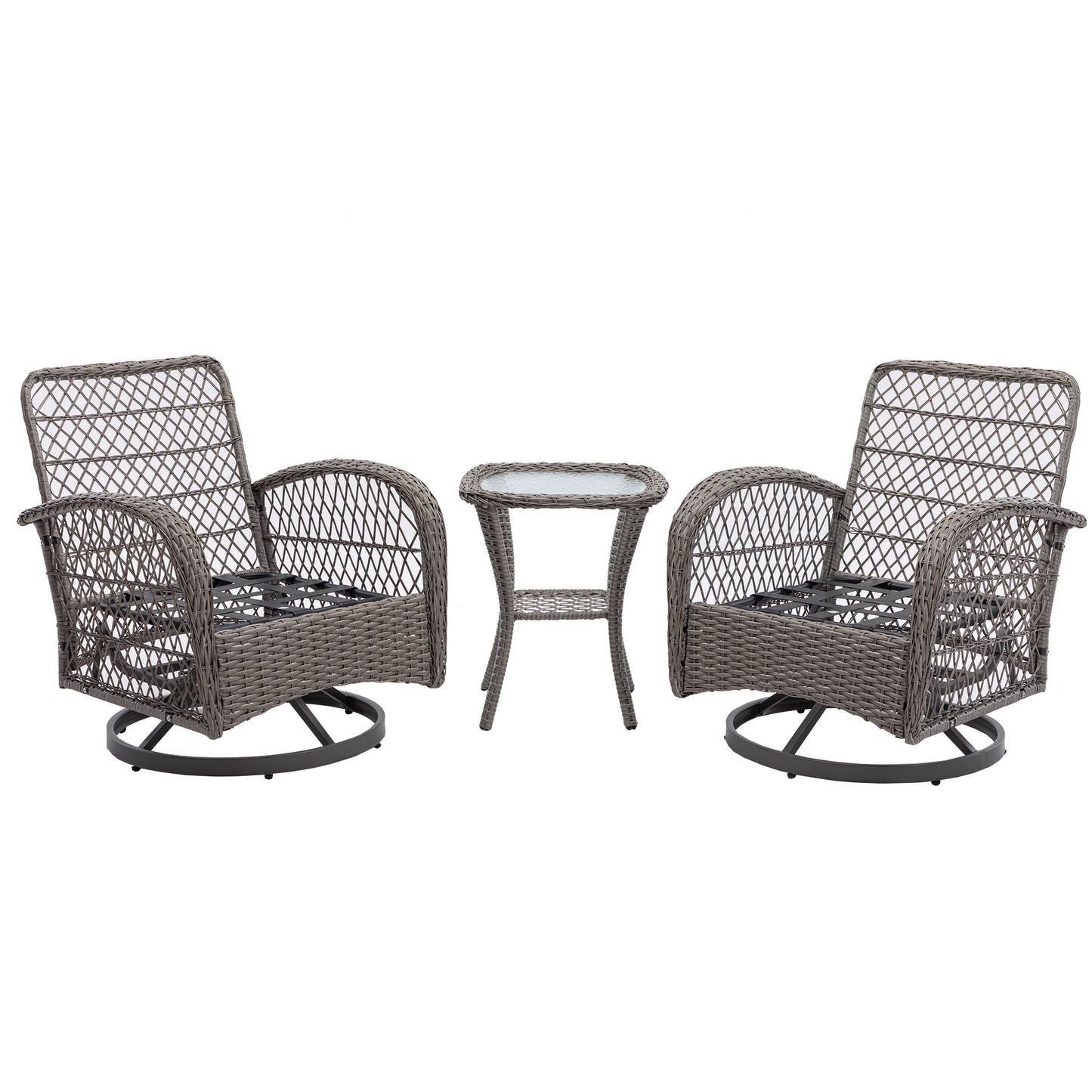 Tompkins 3 Pc Outdoor Swivel Rocker Patio Chairs - Gray