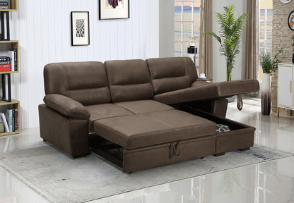 Kipling Microfiber Reversible Sleeper Sectional Sofa - Brown