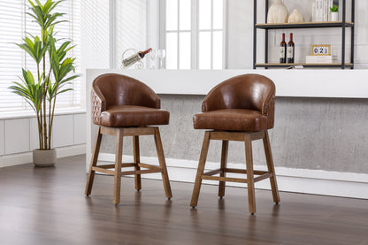 COOLMORE PU Leather Bar Stools - Brown Set of 2