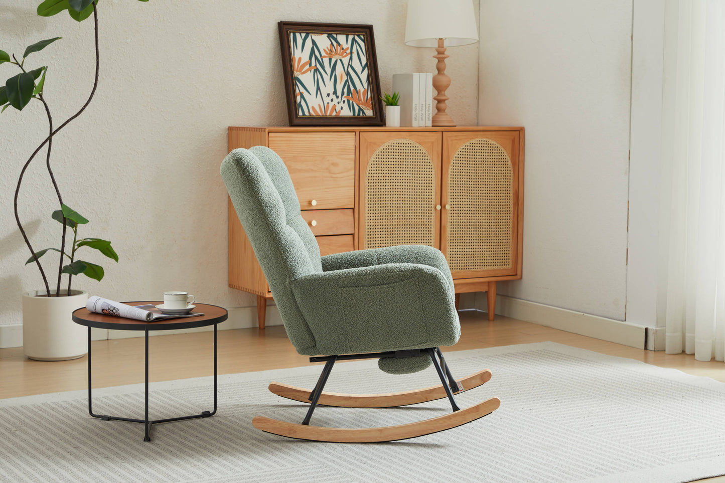 Hari II Modern Nursery Rocking Chair - Green