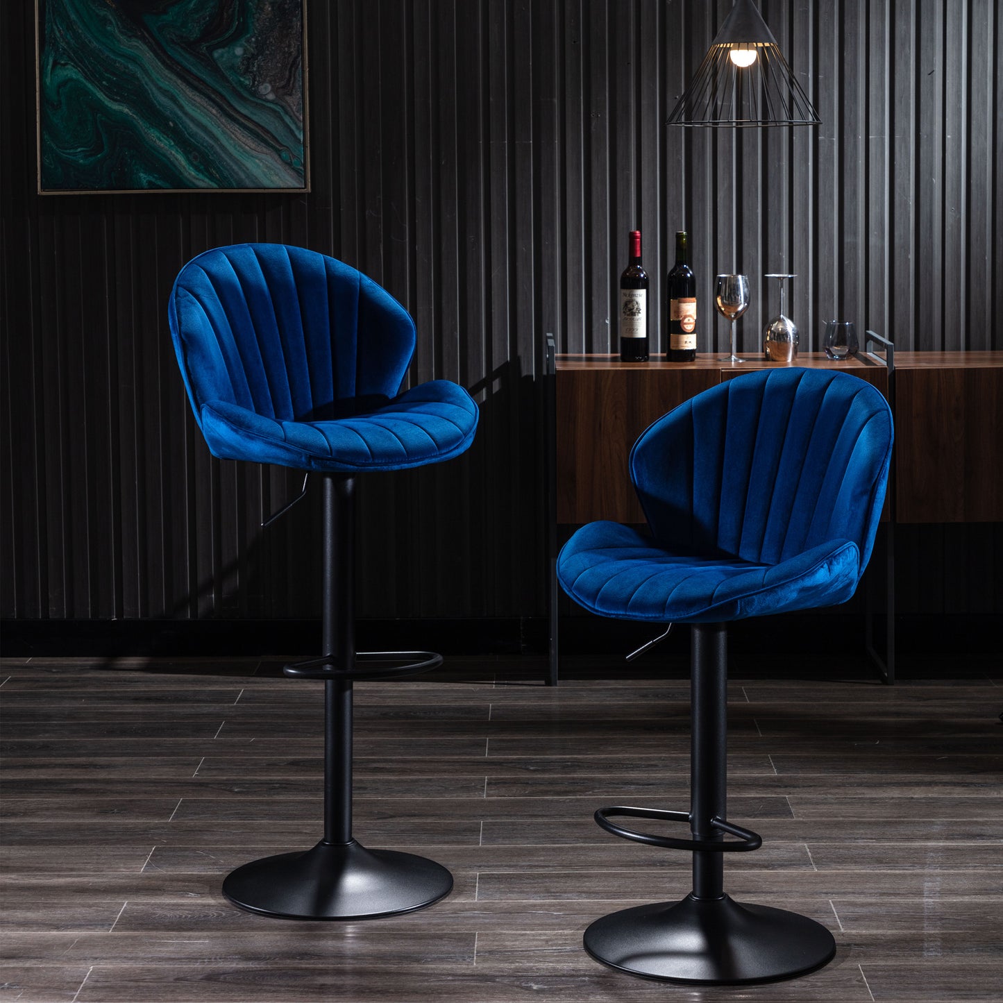 Bar Star Bar Adjustable Bar Stools - Blue Set of 2