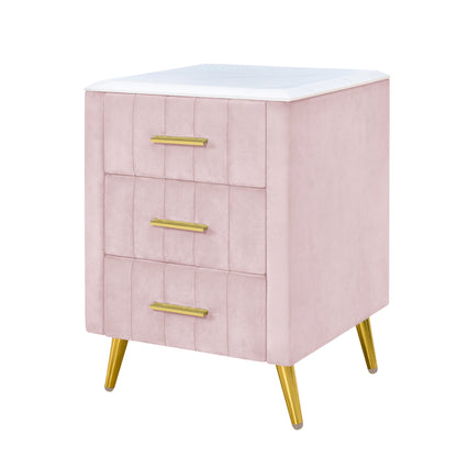 Kati Upholstered Wooden Nightstand - Pink