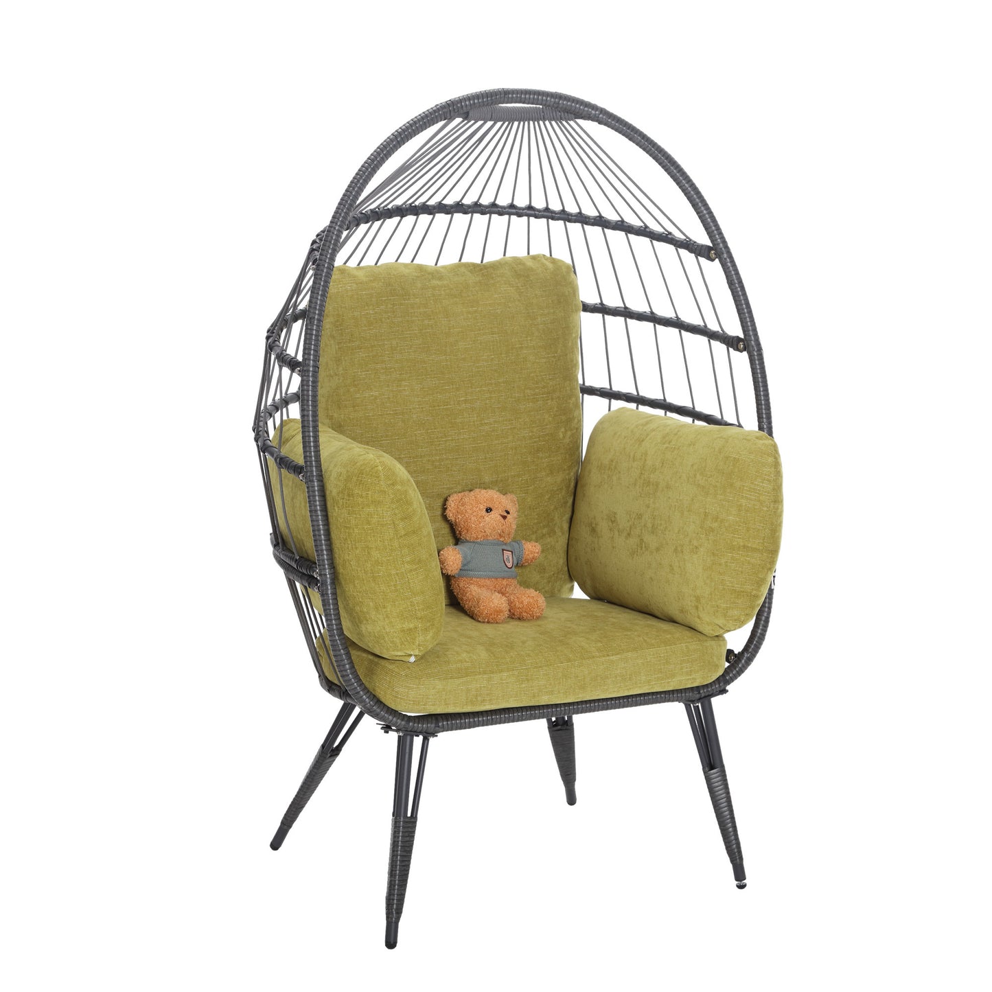 Mora Egg Wicker Outdoor Indoor Basket Chair - Olive Green