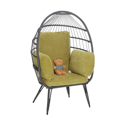 Mora Egg Wicker Outdoor Indoor Basket Chair - Olive Green