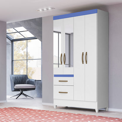 Wardrobe Madri - White Flex + Mirror