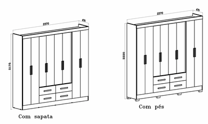 Wardrobe San Lorenzo Plus - Natural/White + Mirror