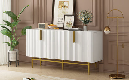 Sylvia Gold Metal Handle Sideboard Buffet - White