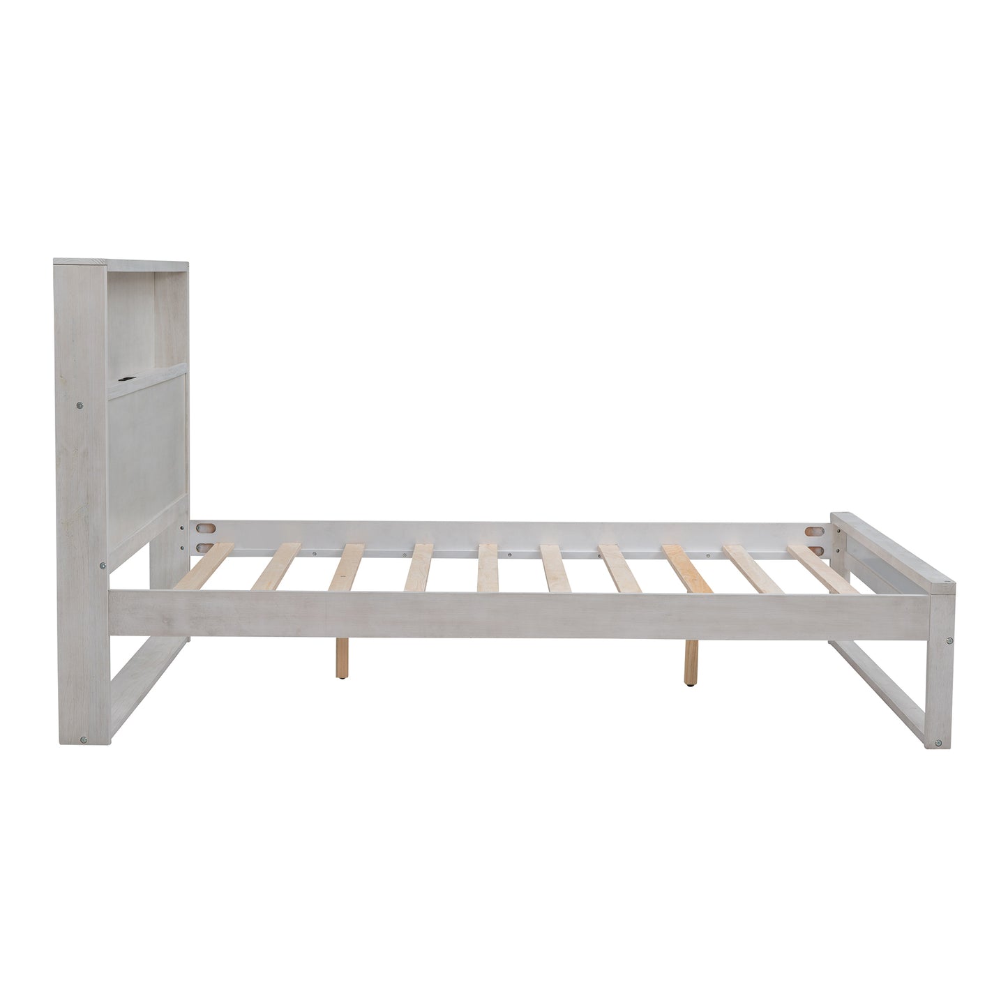 Mora Full Size Platform Bed Frame with Storage - White